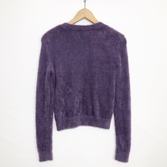 Sunday best purple eyelash crewneck pullover kitten sweater - Picture 3 of 12